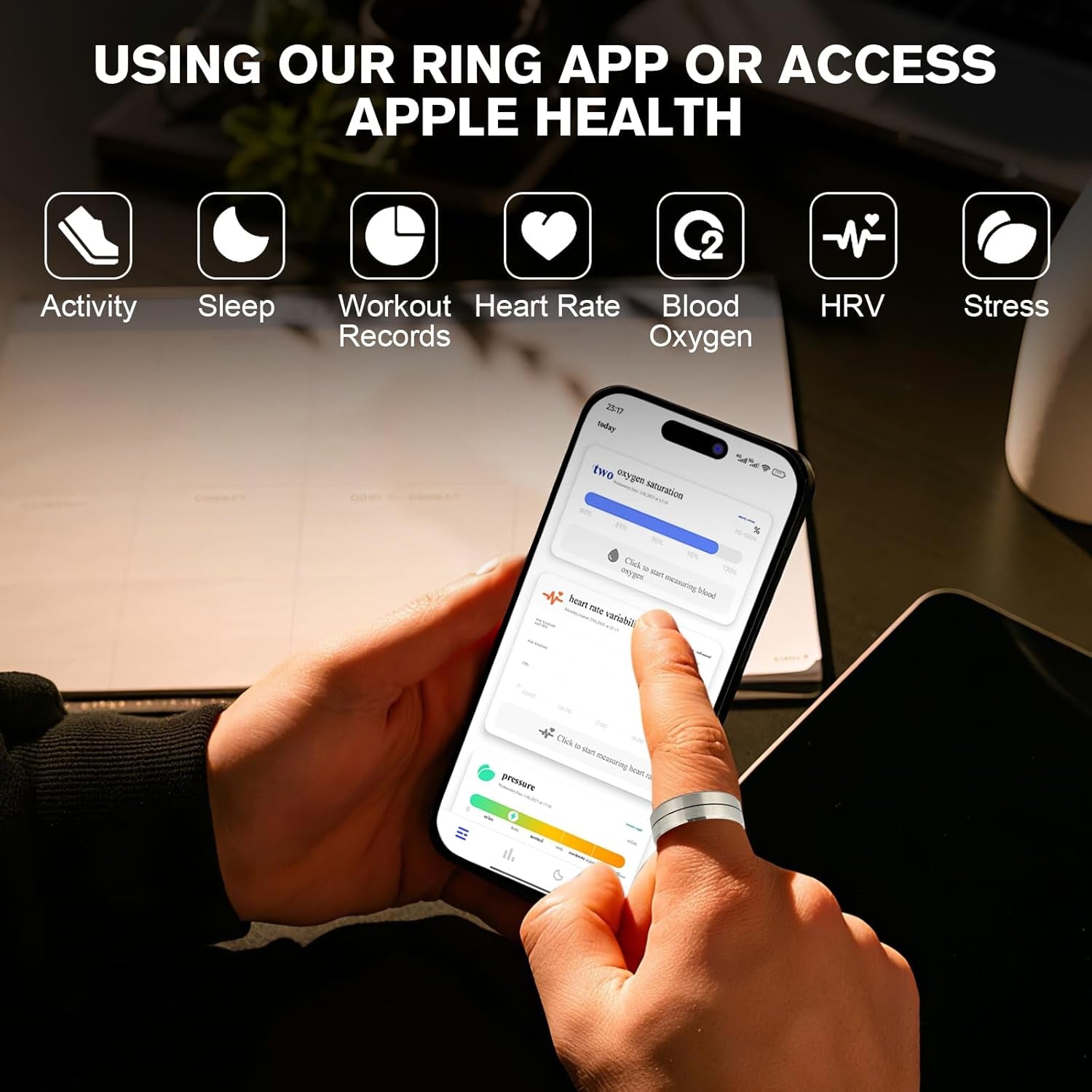 Smart Health Ring X1 Kit-Sleep Tracking Wearable - Heart Rate - Fitness Tracker - up to 5 Days of Battery Life-Ip68 Waterproof-No Subscription Fee for Ios and Android-11# Steel Color