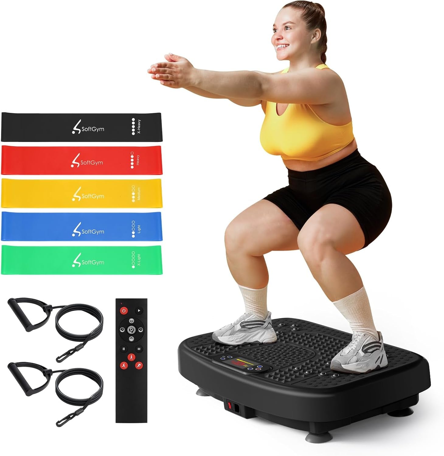 Vibration Plate Exercise Machine for Lymphatic Drainage,Power Vibrate Stand Shake Board 450 Lbs Capacity Whole Body Workout Waver with Fitness Resistance Bands Weight Loss Gifts for Women Men