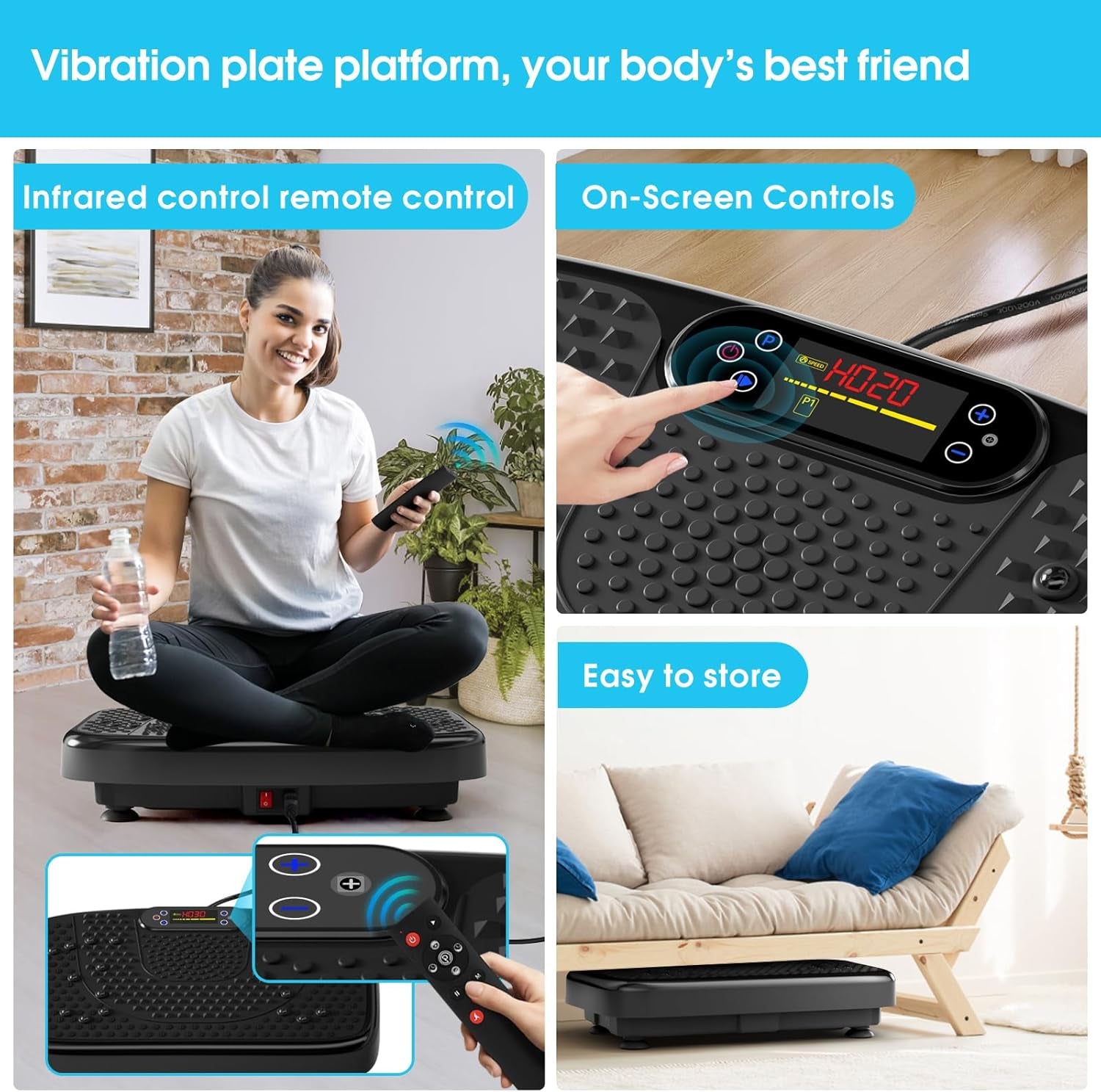 Vibration Plate Exercise Machine for Lymphatic Drainage,Power Vibrate Stand Shake Board 450 Lbs Capacity Whole Body Workout Waver with Fitness Resistance Bands Weight Loss Gifts for Women Men