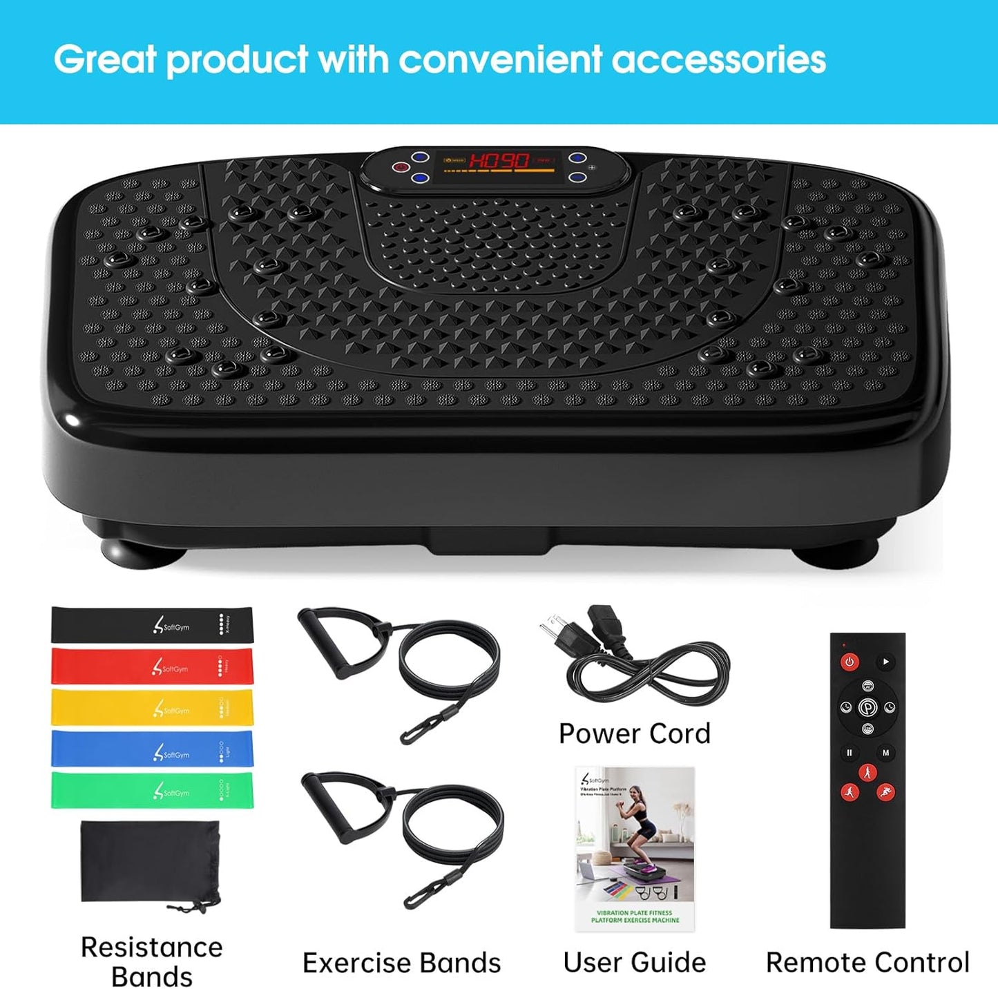 Vibration Plate Exercise Machine for Lymphatic Drainage,Power Vibrate Stand Shake Board 450 Lbs Capacity Whole Body Workout Waver with Fitness Resistance Bands Weight Loss Gifts for Women Men