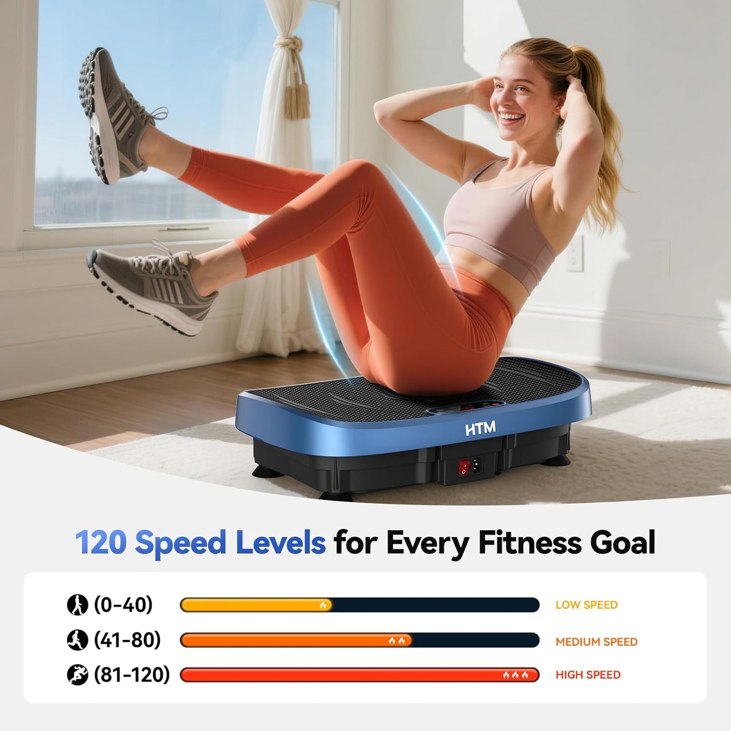 Vibration Plate Exercise Machine - 330Lbs Weight Capacity, 120 Speed Levels, 5 Program Modes - Full Body Workout for Home Fitness, Toning & Wellness, LED Display, Low Noise Motor