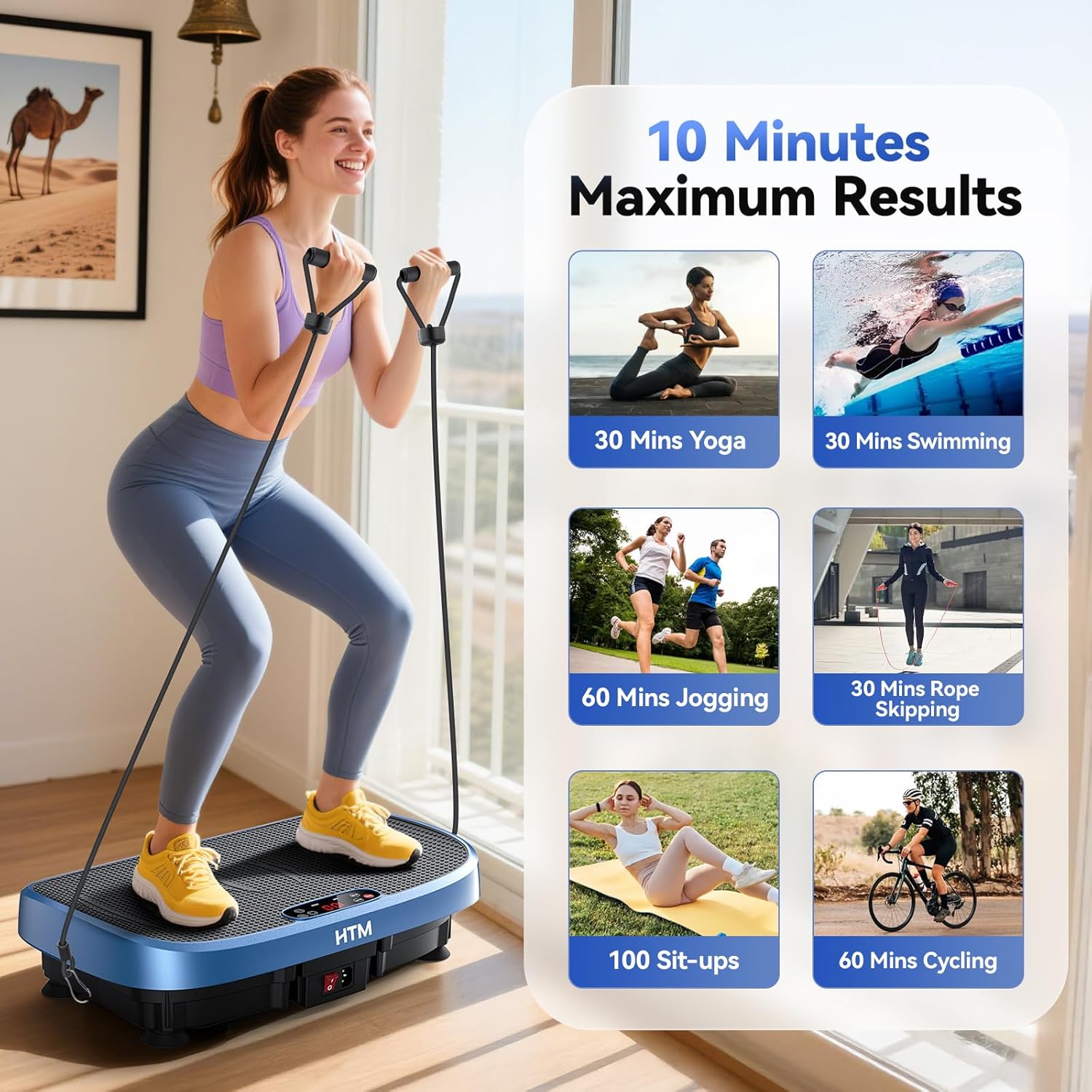 Vibration Plate Exercise Machine - 330Lbs Weight Capacity, 120 Speed Levels, 5 Program Modes - Full Body Workout for Home Fitness, Toning & Wellness, LED Display, Low Noise Motor
