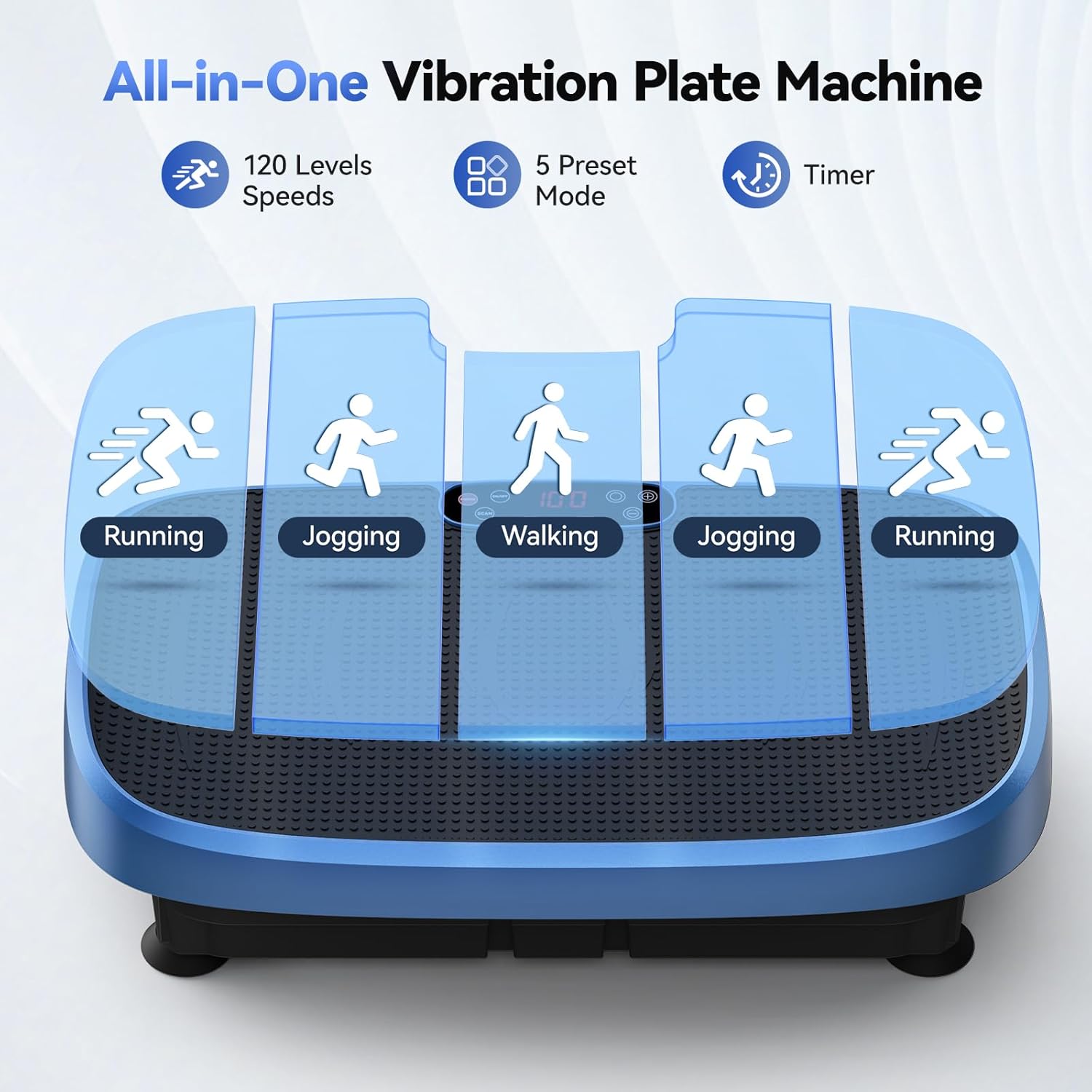 Vibration Plate Exercise Machine - 330Lbs Weight Capacity, 120 Speed Levels, 5 Program Modes - Full Body Workout for Home Fitness, Toning & Wellness, LED Display, Low Noise Motor