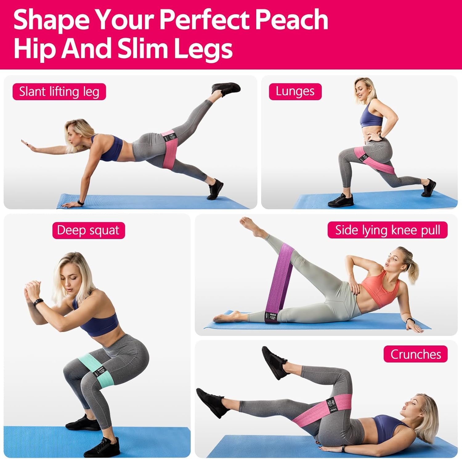 Resistance Bands for Working Out, Fabric Exercise Bands for Legs and Butt, Workout Bands for Women and Men, Booty Band for Yoga Starter Set, Pilates, Rehab, Fitness and Home Workout