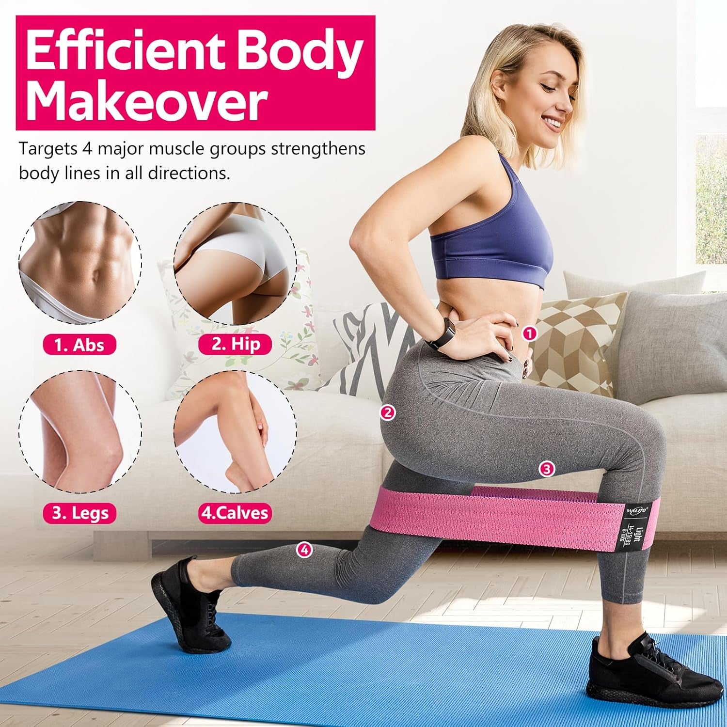 Resistance Bands for Working Out, Fabric Exercise Bands for Legs and Butt, Workout Bands for Women and Men, Booty Band for Yoga Starter Set, Pilates, Rehab, Fitness and Home Workout